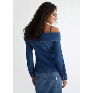 Cloth & Stone‎ Anthropologie Chambray Denim Off Shoulder Tencel Blouse - Size S